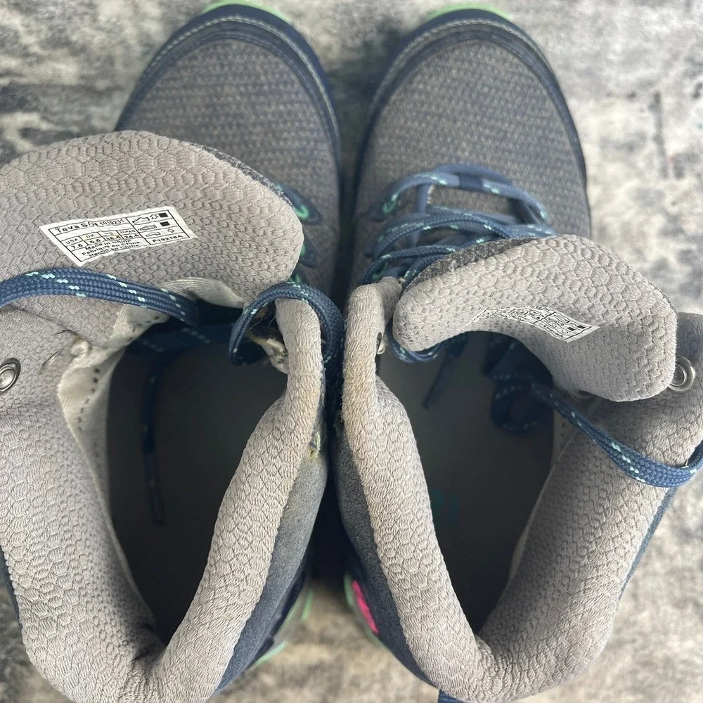 Ahnu Teva Womens 7.5 Sugarpine II Waterproof Hiking Boots Gray Blue Mint
